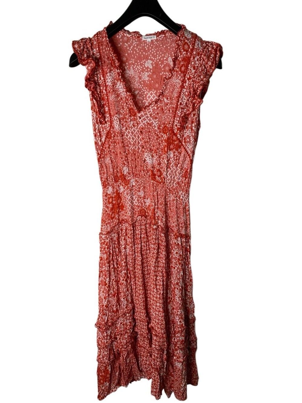 Poupette St. Barth Paulina midi dress pink red floral women's size medium